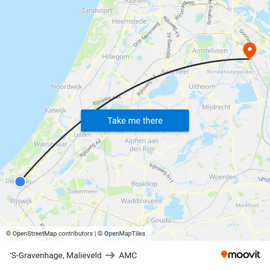 'S-Gravenhage, Malieveld to AMC map