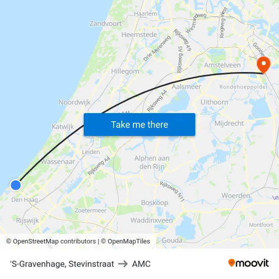 'S-Gravenhage, Stevinstraat to AMC map