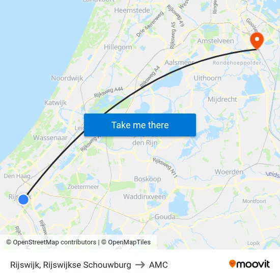 Rijswijk, Rijswijkse Schouwburg to AMC map