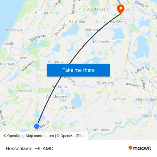 Hesseplaats to AMC map