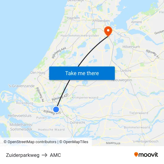 Zuiderparkweg to AMC map