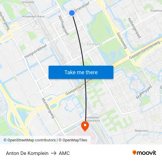 Anton De Komplein to AMC map