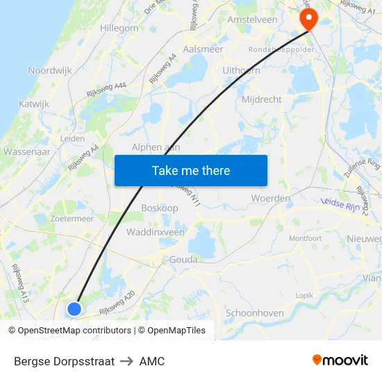 Bergse Dorpsstraat to AMC map
