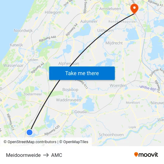 Meidoornweide to AMC map