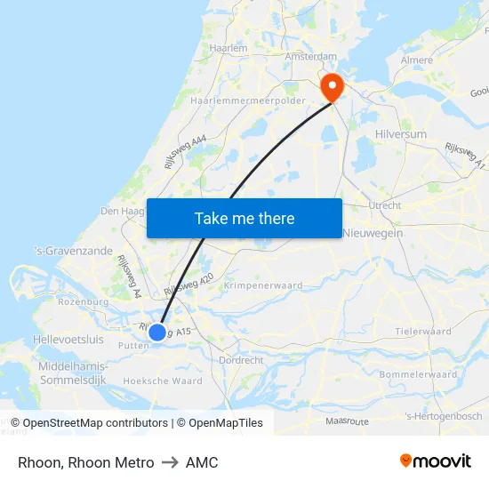 Rhoon, Rhoon Metro to AMC map