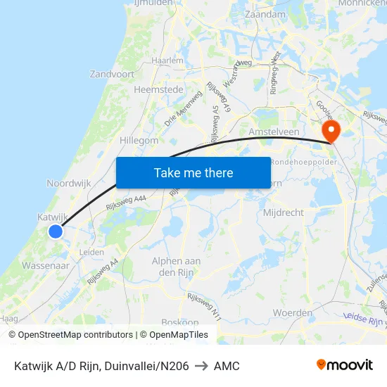 Katwijk A/D Rijn, Duinvallei/N206 to AMC map