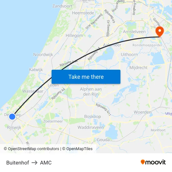 Buitenhof to AMC map