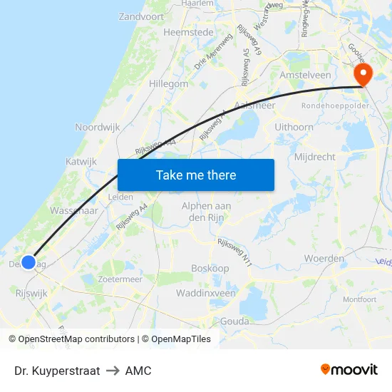 Dr. Kuyperstraat to AMC map