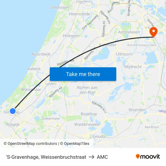 'S-Gravenhage, Weissenbruchstraat to AMC map