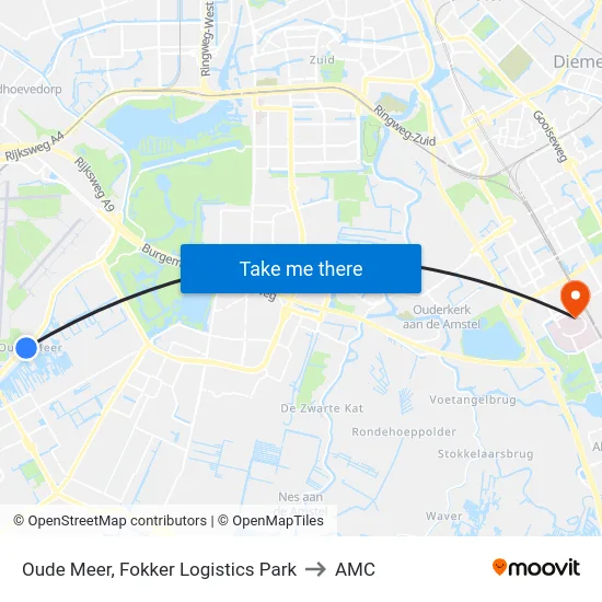 Oude Meer, Fokker Logistics Park to AMC map