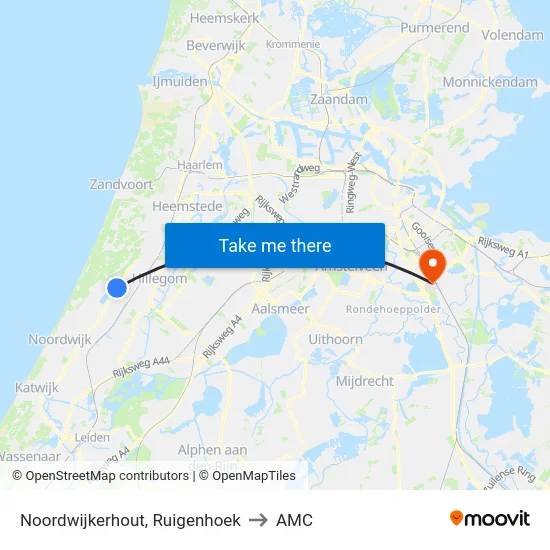 Noordwijkerhout, Ruigenhoek to AMC map
