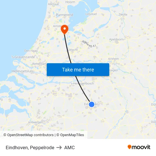 Eindhoven, Peppelrode to AMC map
