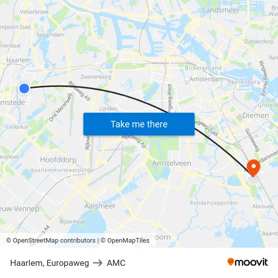 Haarlem, Europaweg to AMC map
