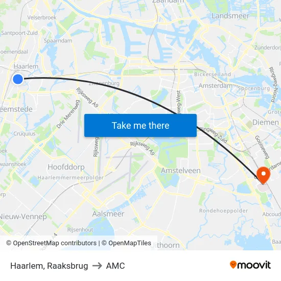 Haarlem, Raaksbrug to AMC map