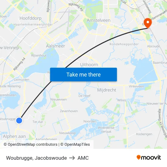 Woubrugge, Jacobswoude to AMC map