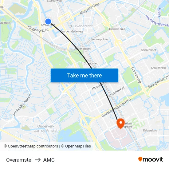 Overamstel to AMC map