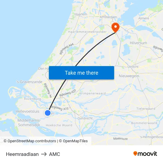 Heemraadlaan to AMC map