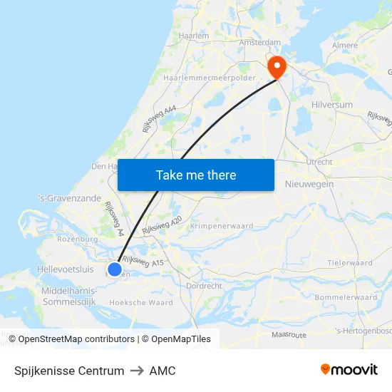Spijkenisse Centrum to AMC map