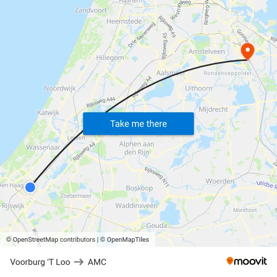 Voorburg 'T Loo to AMC map