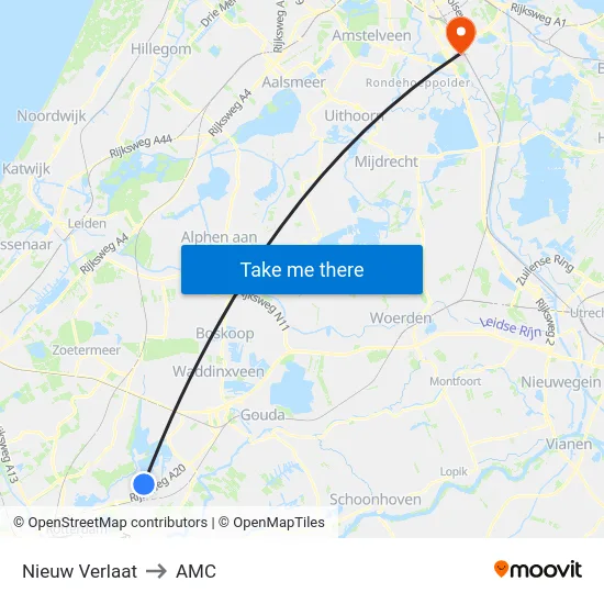 Nieuw Verlaat to AMC map