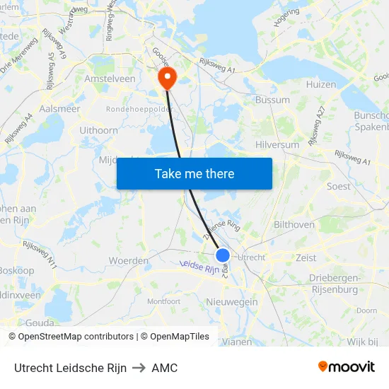 Utrecht Leidsche Rijn to AMC map