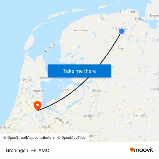 Groningen to AMC map