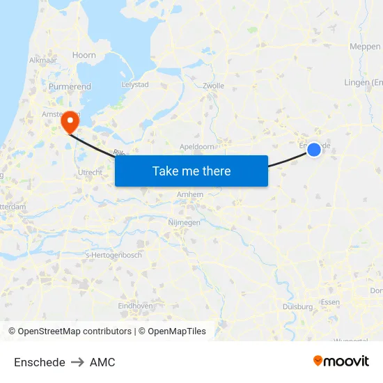 Enschede to AMC map