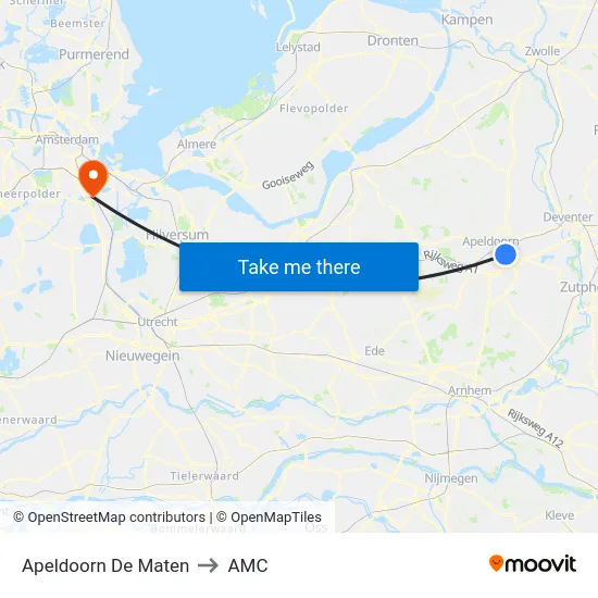 Apeldoorn De Maten to AMC map