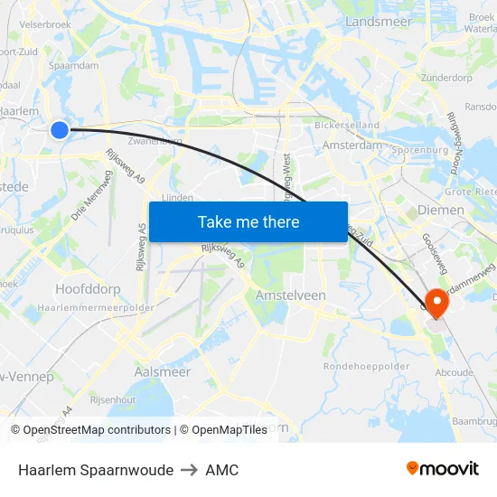 Haarlem Spaarnwoude to AMC map