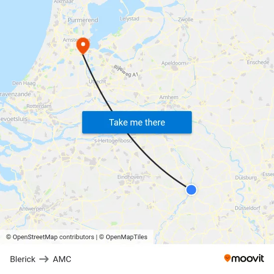 Blerick to AMC map