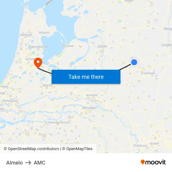 Almelo to AMC map