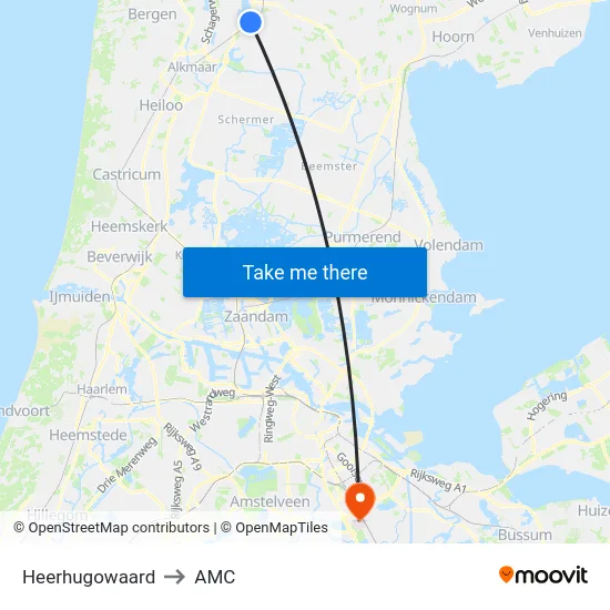 Heerhugowaard to AMC map