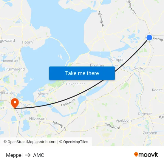 Meppel to AMC map