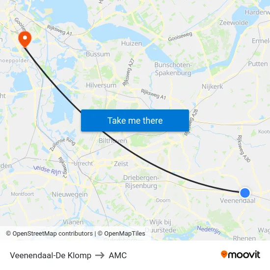 Veenendaal-De Klomp to AMC map