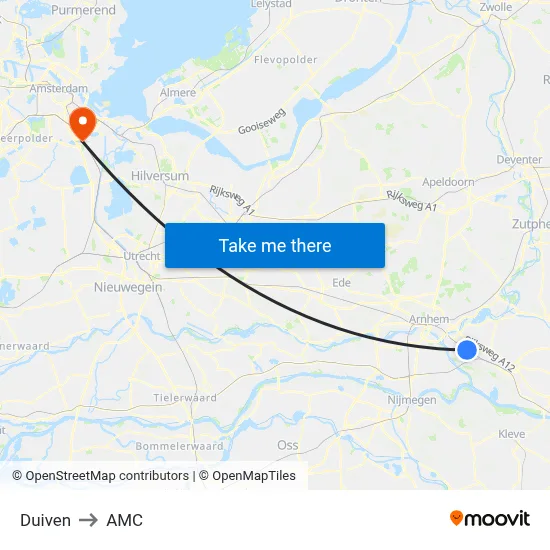 Duiven to AMC map