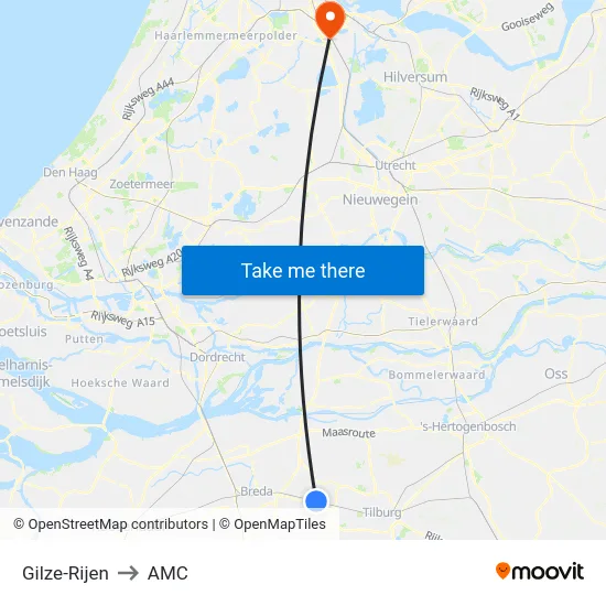 Gilze-Rijen to AMC map