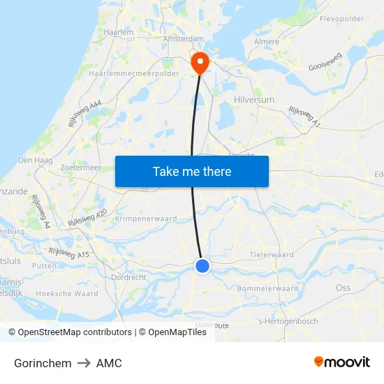 Gorinchem to AMC map