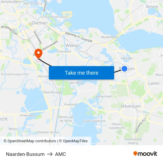 Naarden-Bussum to AMC map