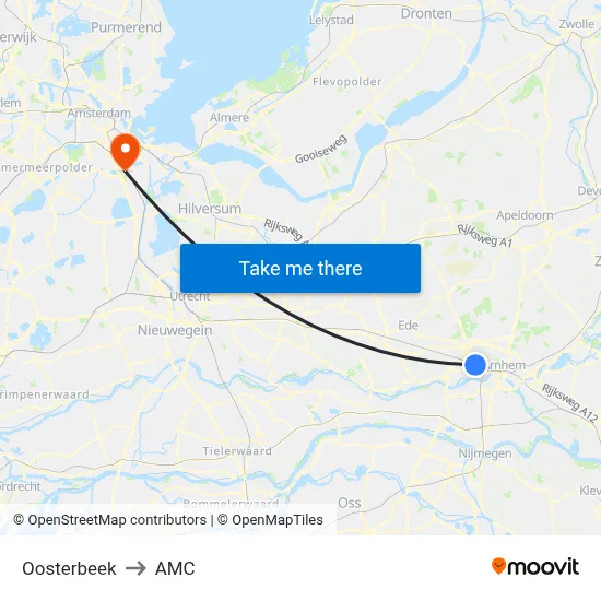 Oosterbeek to AMC map