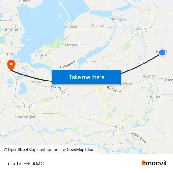 Raalte to AMC map