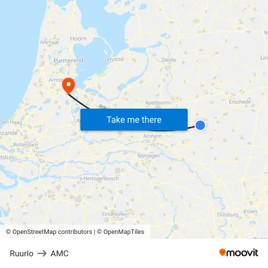 Ruurlo to AMC map