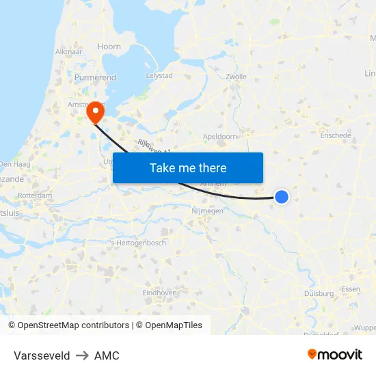 Varsseveld to AMC map