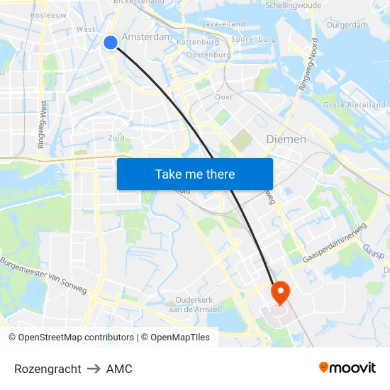 Rozengracht to AMC map
