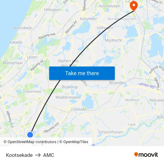 Kootsekade to AMC map