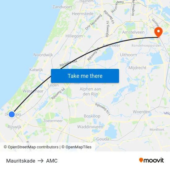 Mauritskade to AMC map