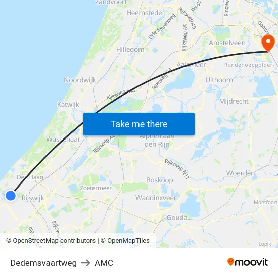 Dedemsvaartweg to AMC map