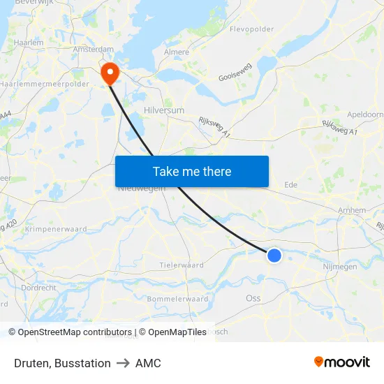 Druten, Busstation to AMC map