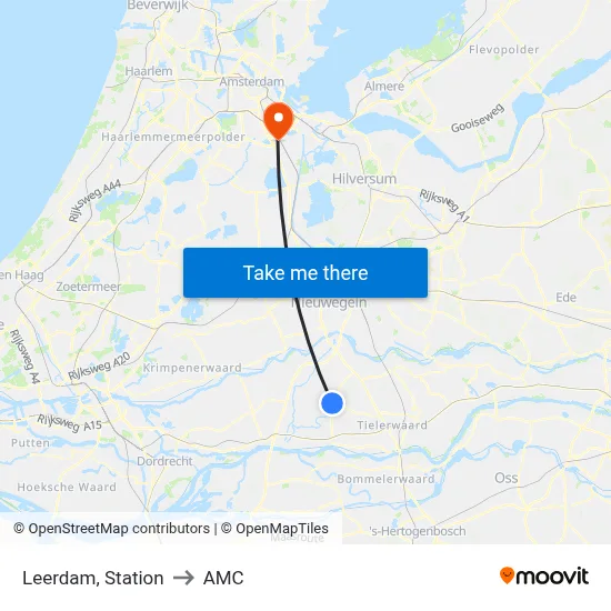 Leerdam, Station to AMC map
