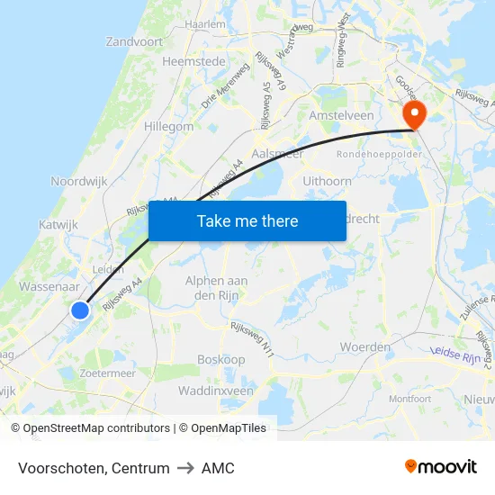 Voorschoten, Centrum to AMC map