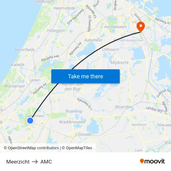 Meerzicht to AMC map